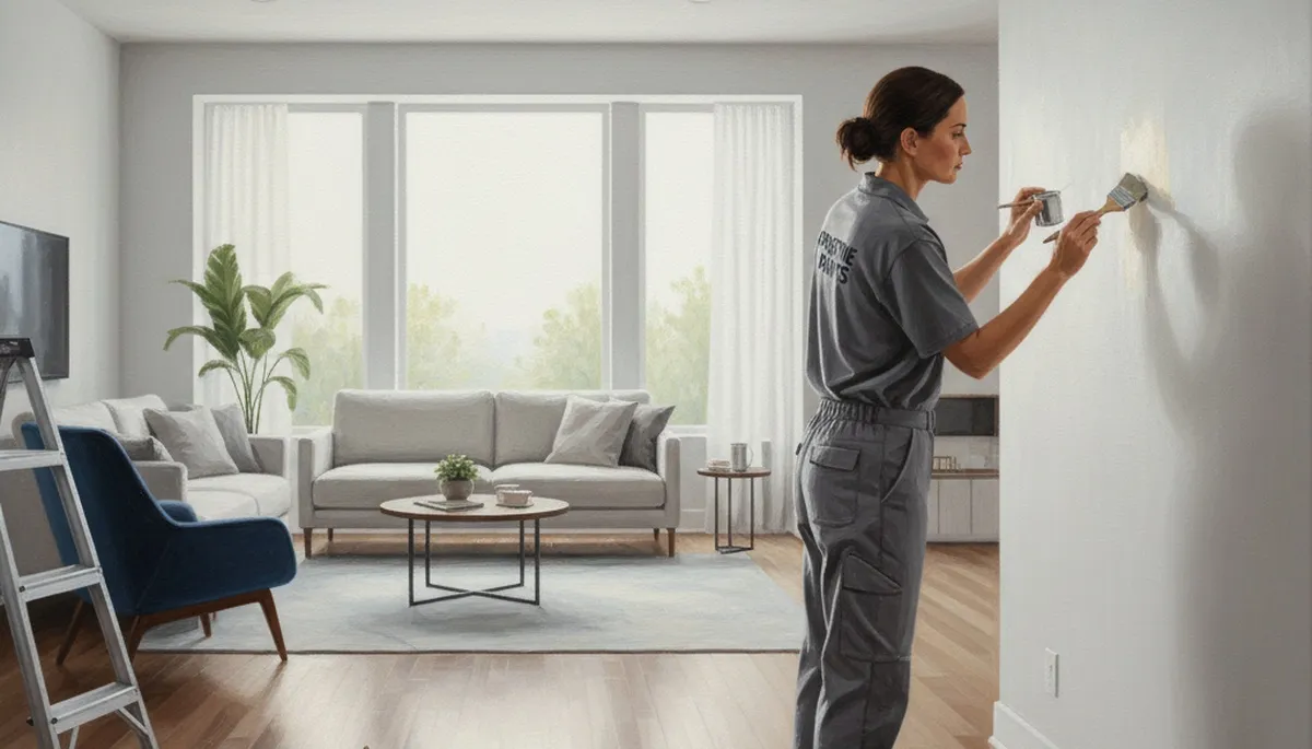 Paint contractor repairing wall touch-ups in Pittsburgh, PA home interior